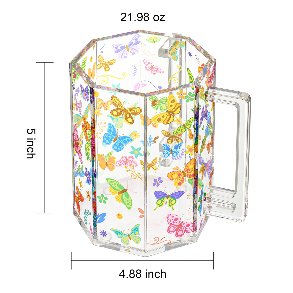 Butterfly Lucite Acrylic Washing Cup with Dual Handles
