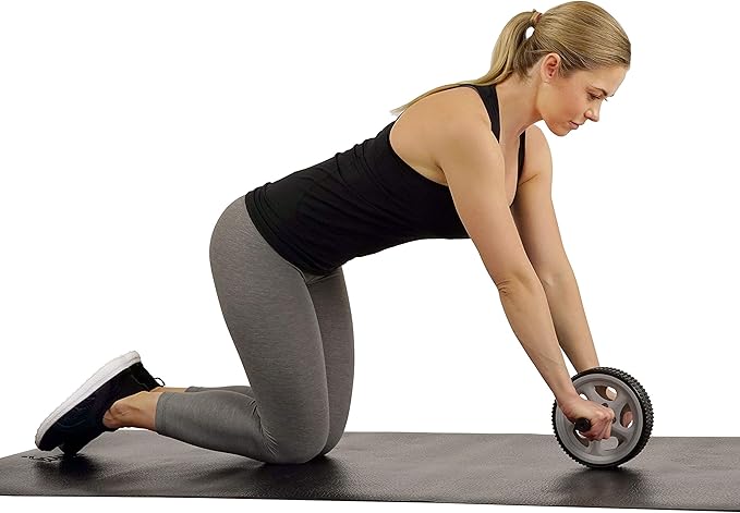Sunny Health & Fitness Waist Trainer Ab Roller with Elbow Support, Training Wheels, Foldable for Home Gym, Abdominal Exercises, Core Strength, Glute Trainer, Crunch Workouts with Optional Dip Station