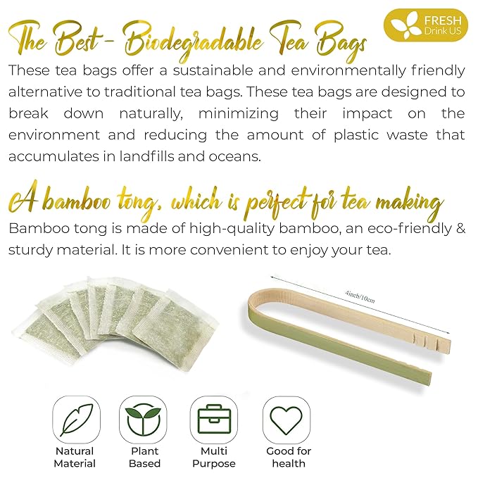 FreshDrinkUS, Premium 120 Mullein Leaf Tea Bags For Lung, 100% Natural & Pure from Mullein Leaves. Loose Leaf Mullein Herbal Tea. Made with Natural Material Tea Bags. No Sugar, No Caffeine, No Gluten, Vegan.