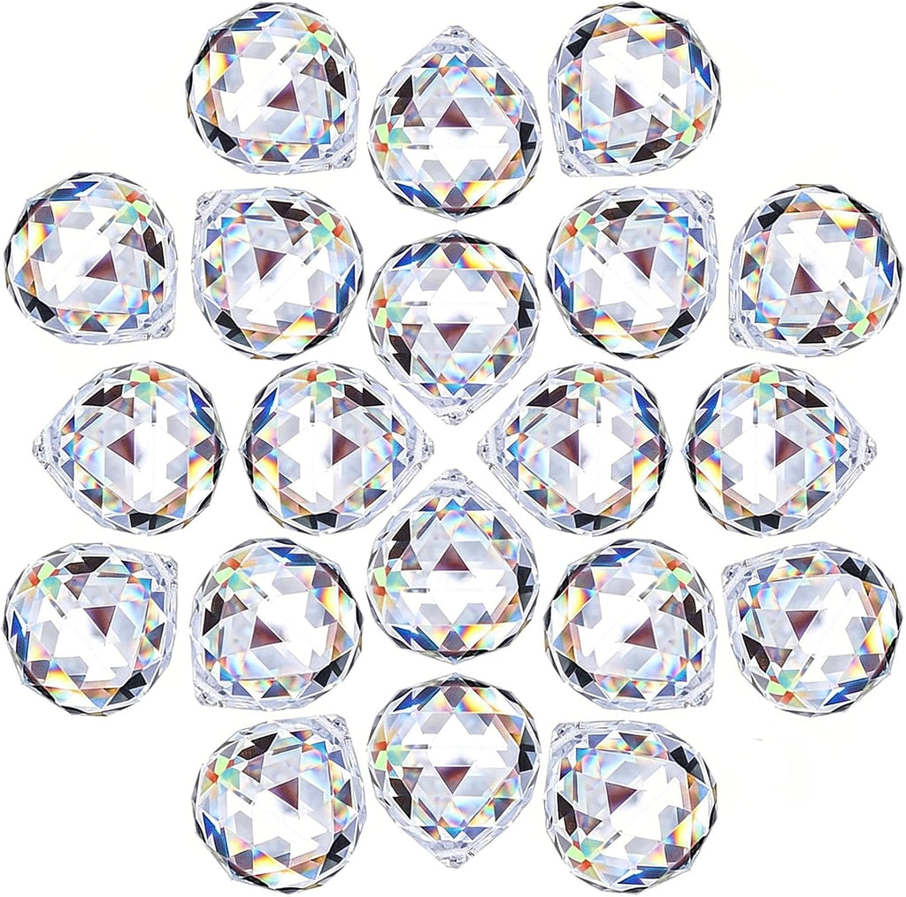 20Pcs Clear Crystal Ball Prism Suncatchers for Window Hanging,40mm | Rainbow Maker,Prisms,Sun Catcher Indoor Window,Sun Catcher With Crystals,Beads for Suncatcher,Wedding Home Garden Decor,Gifts