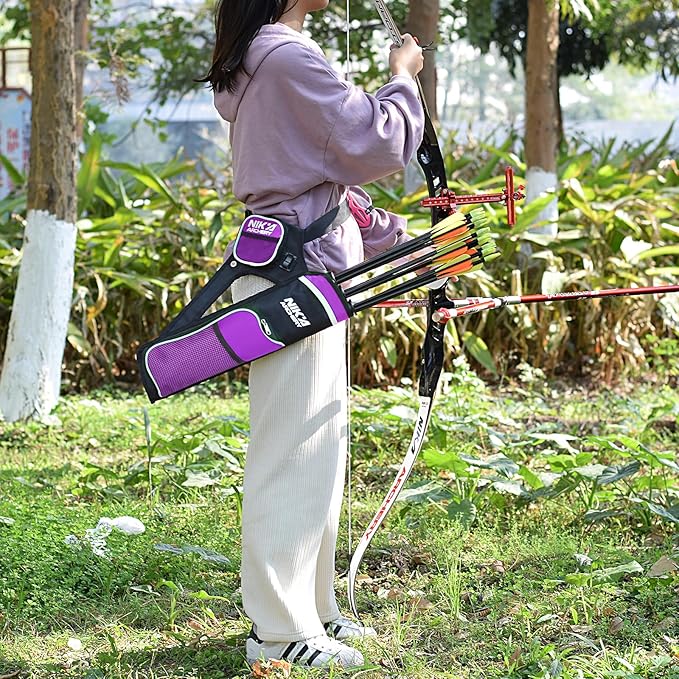 Archery Arrow Quiver Holder, 3-Tubes Hip Quiver Arrow Bag with Adjustable Belt for Youth & Adults Arrows Hunting Target Practicing
