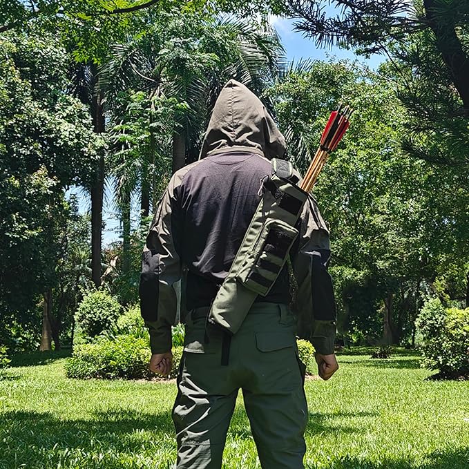 KRATARC Archery Lightweight Back Arrow Quiver Dual Use Foldable Compact Hip Arrows Bag with Molle System Pocket Hanged for Target Shooting Hunting