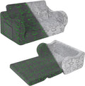 Kids Extra Wide Glow in The Dark Chairs for Toddler, 2-in-1 Toddler Soft Sherpa Couch Fold Out, Convertible Sofa to Lounger for Girls and Boys, Dark Grey