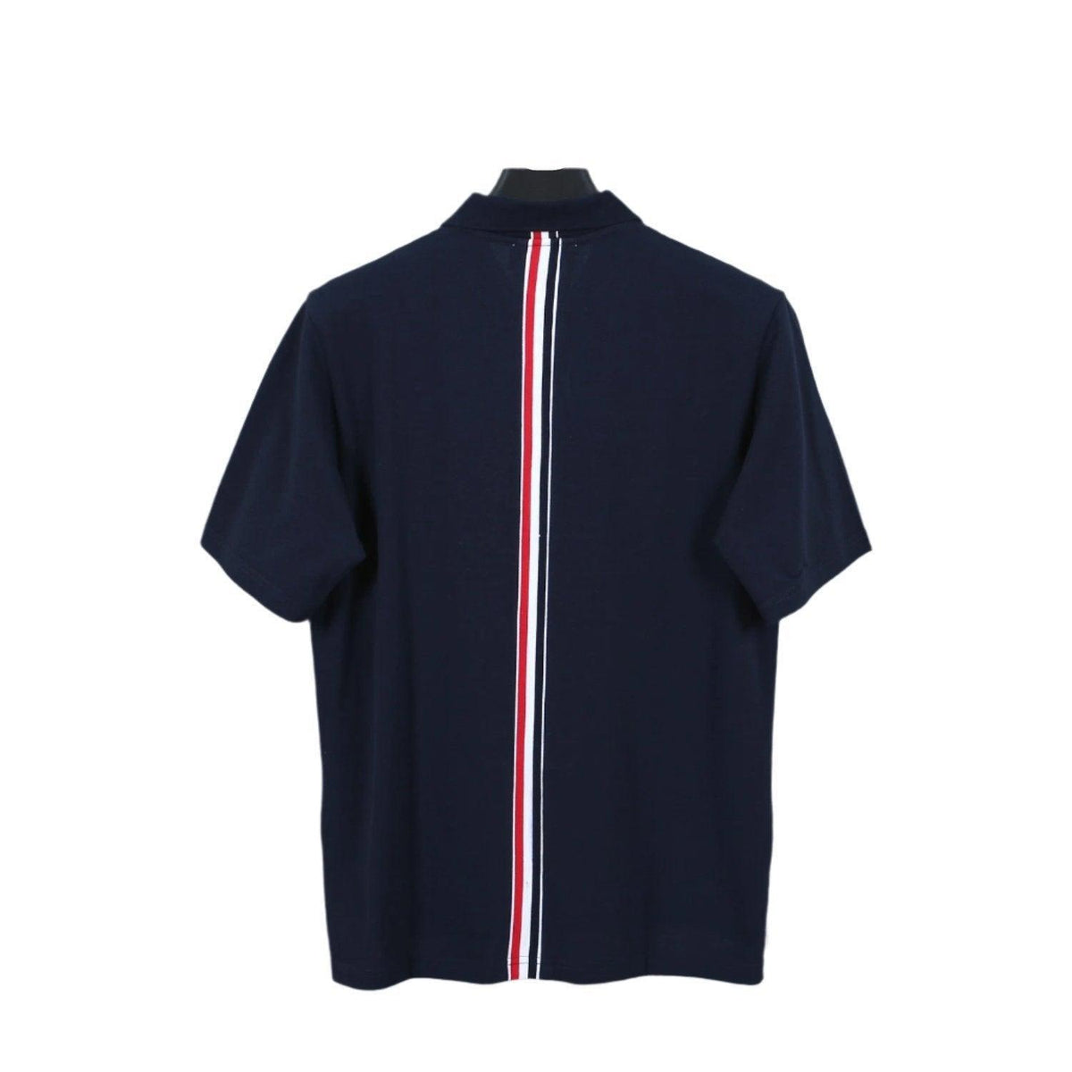 Thom Browne Navy Blue T-Shirt with Collar