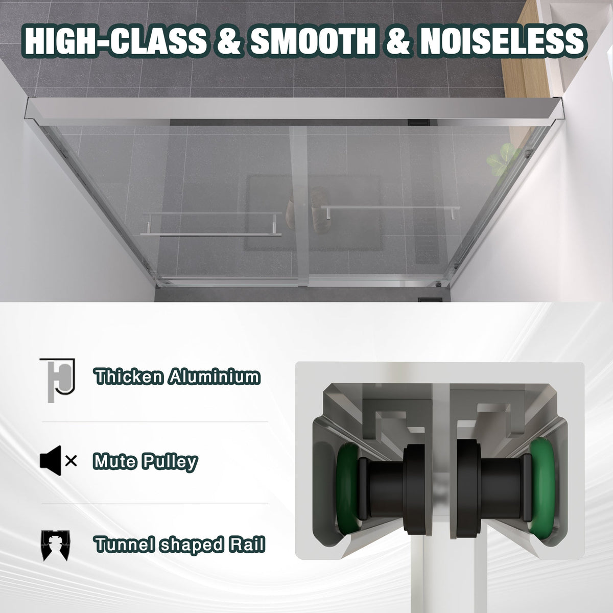 Aluminum Frame Double Sliding Shower Door