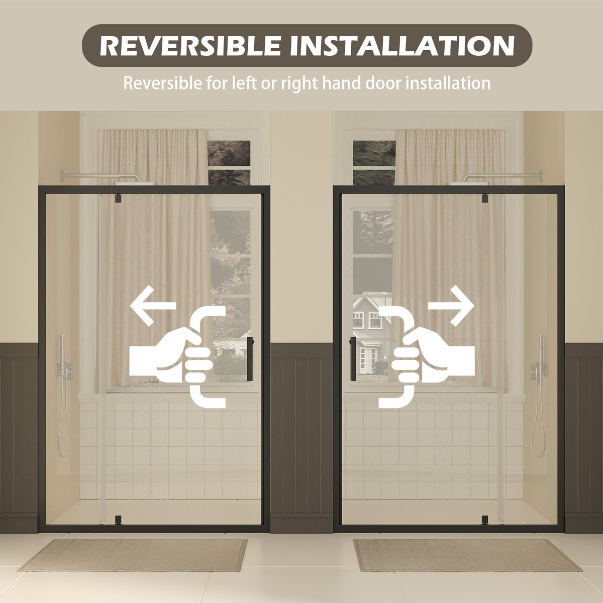 47-49" W × 72" H Pivot Shower Door