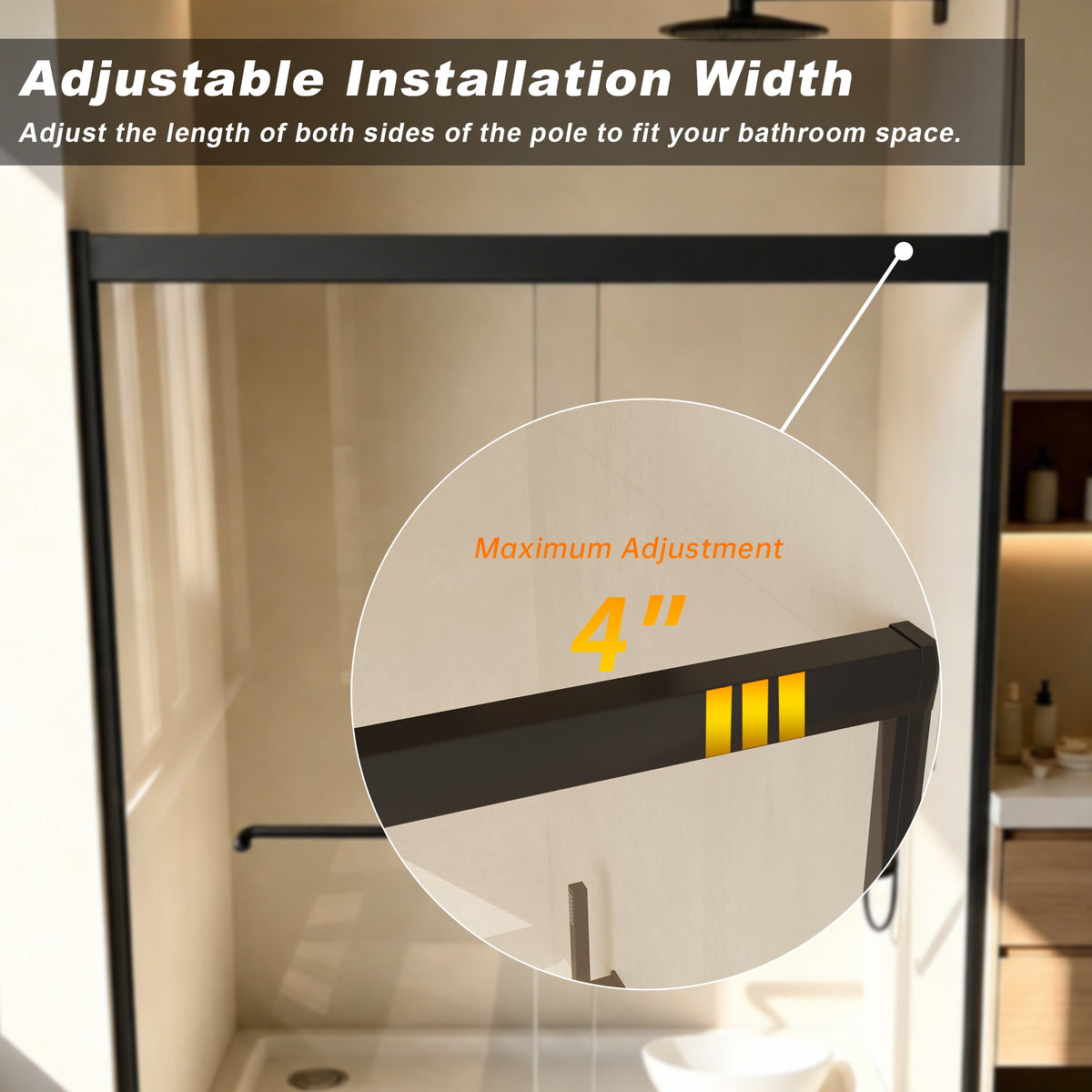 56-60" W × 72" H Tempered Glass Aluminum Frame Double Sliding Shower Door