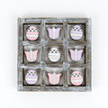 Easter Spring Tic Tac Toe Wooden Game Decor Set Tulip & Egg Pieces - 2 Sizes