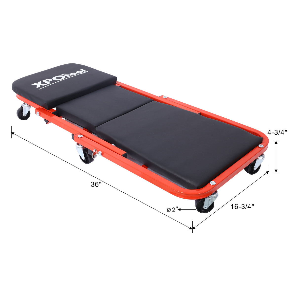 Red Z Creeper Mechanic Seat with Steel Frame and 6 Wheels - 2 in 1