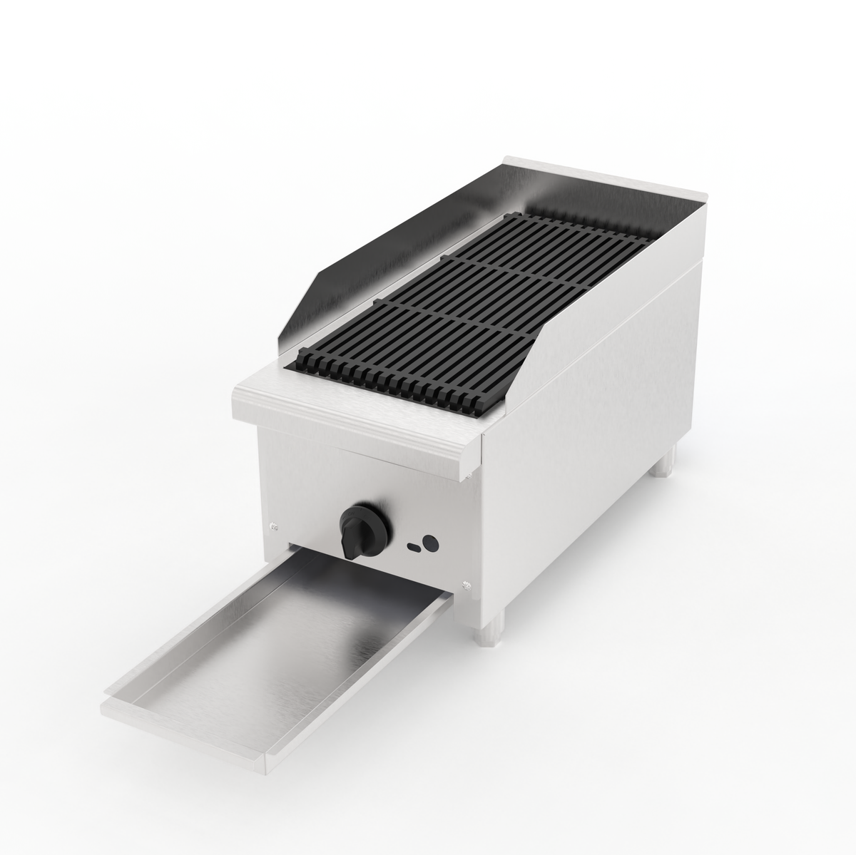 12 Inch Commercial Gas Lava Rock Charbroiler with Lava Rock System - Stainless Steel