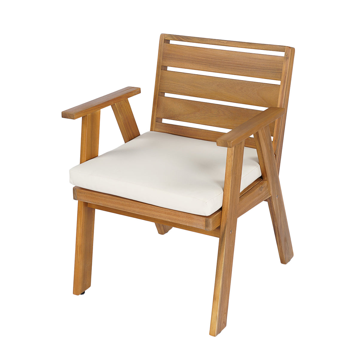 9‑Piece Acacia Wood Outdoor Dining Set, 64" Square Teak Finish Wooden Table & 8 Arm Chairs with