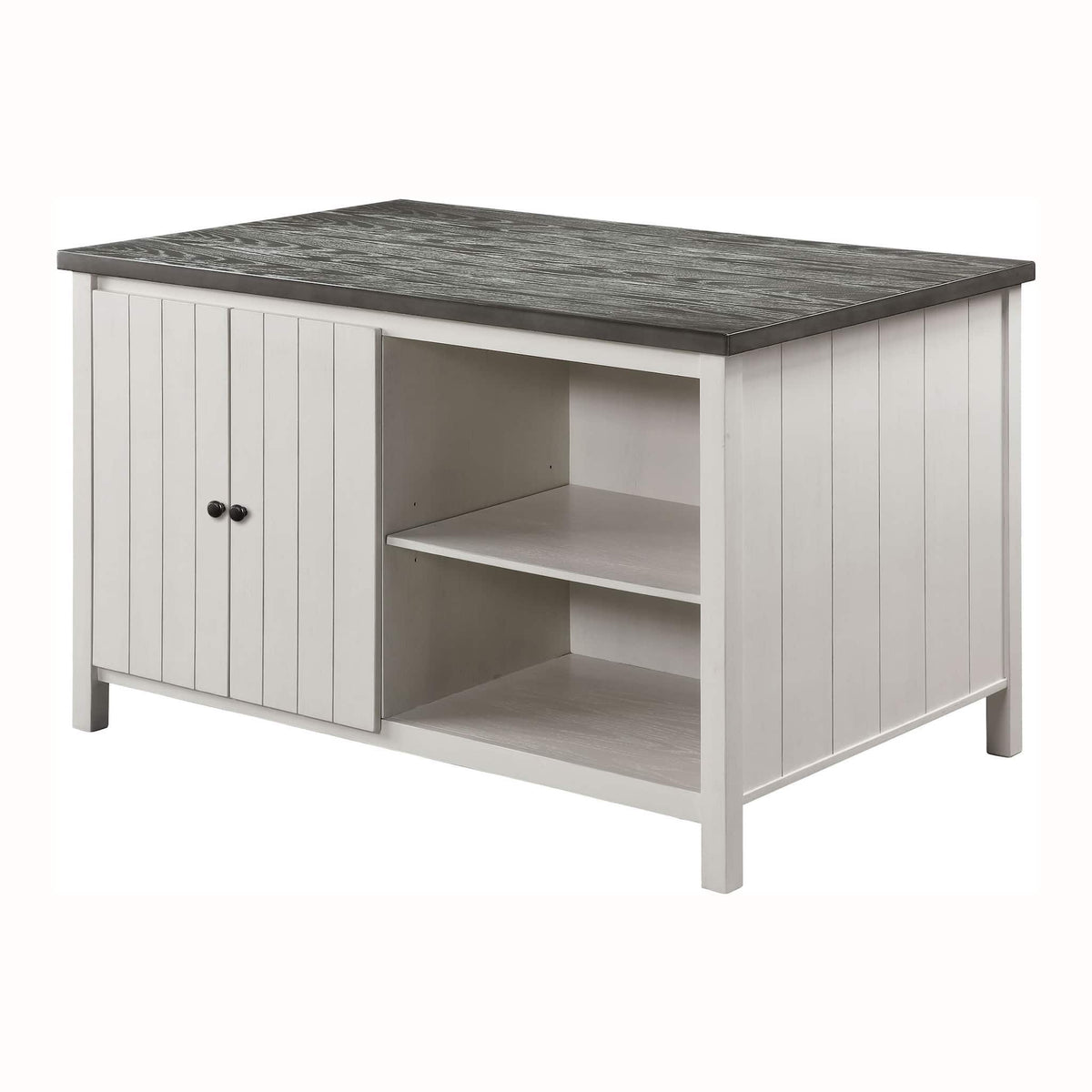 Counter Height Dining Table with Storage Cabinet Base - Dark Gray / Off White