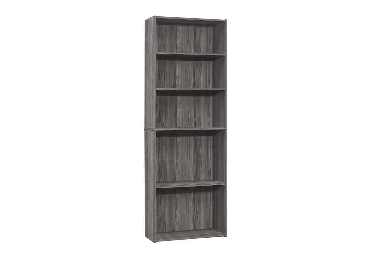 6-Tier Transitional Bookshelf with Adjustable Shelves - White, Dark Gray, Light Brown, Dark Brown