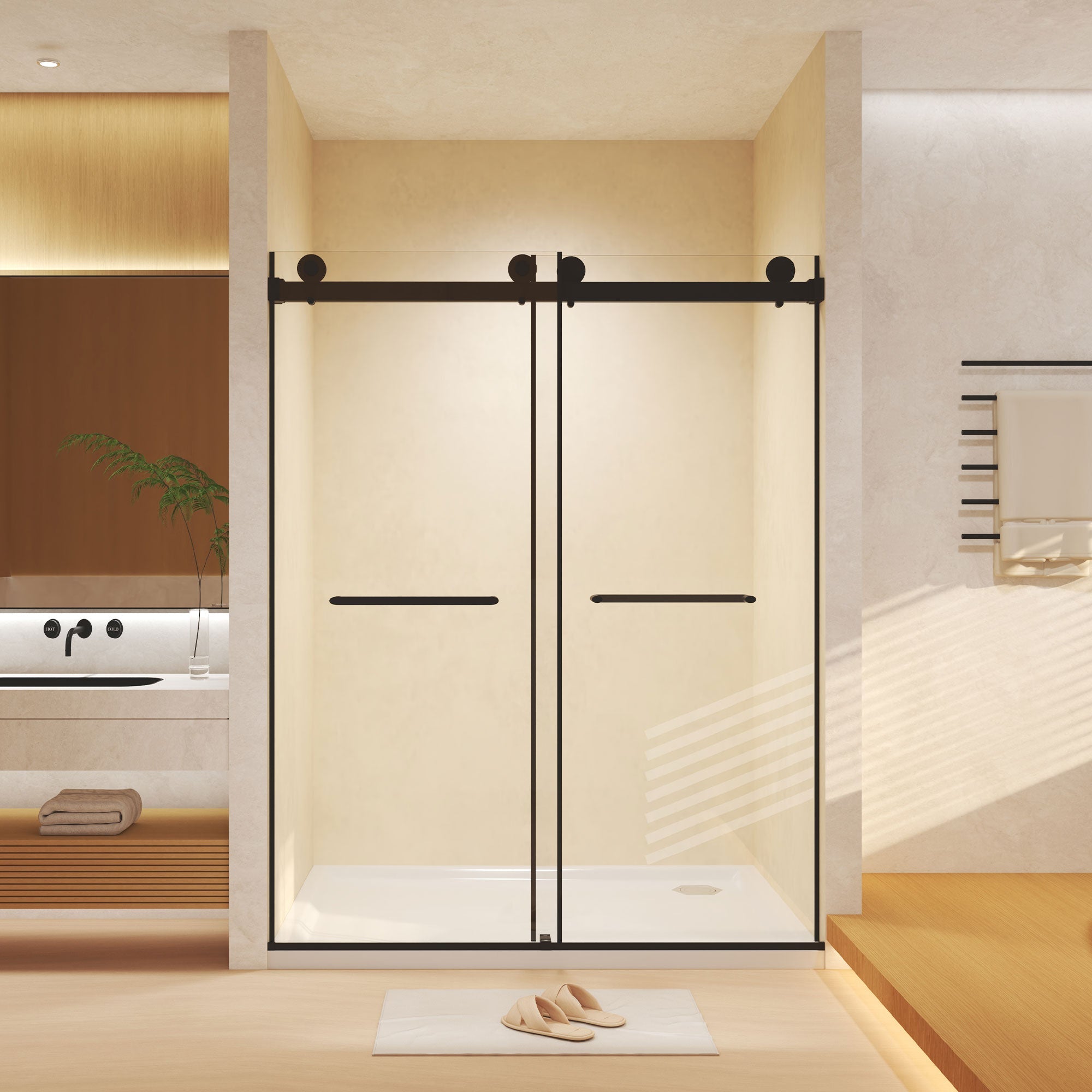 Frameless Double Sliding Shower Door 44-48" W x 74" H