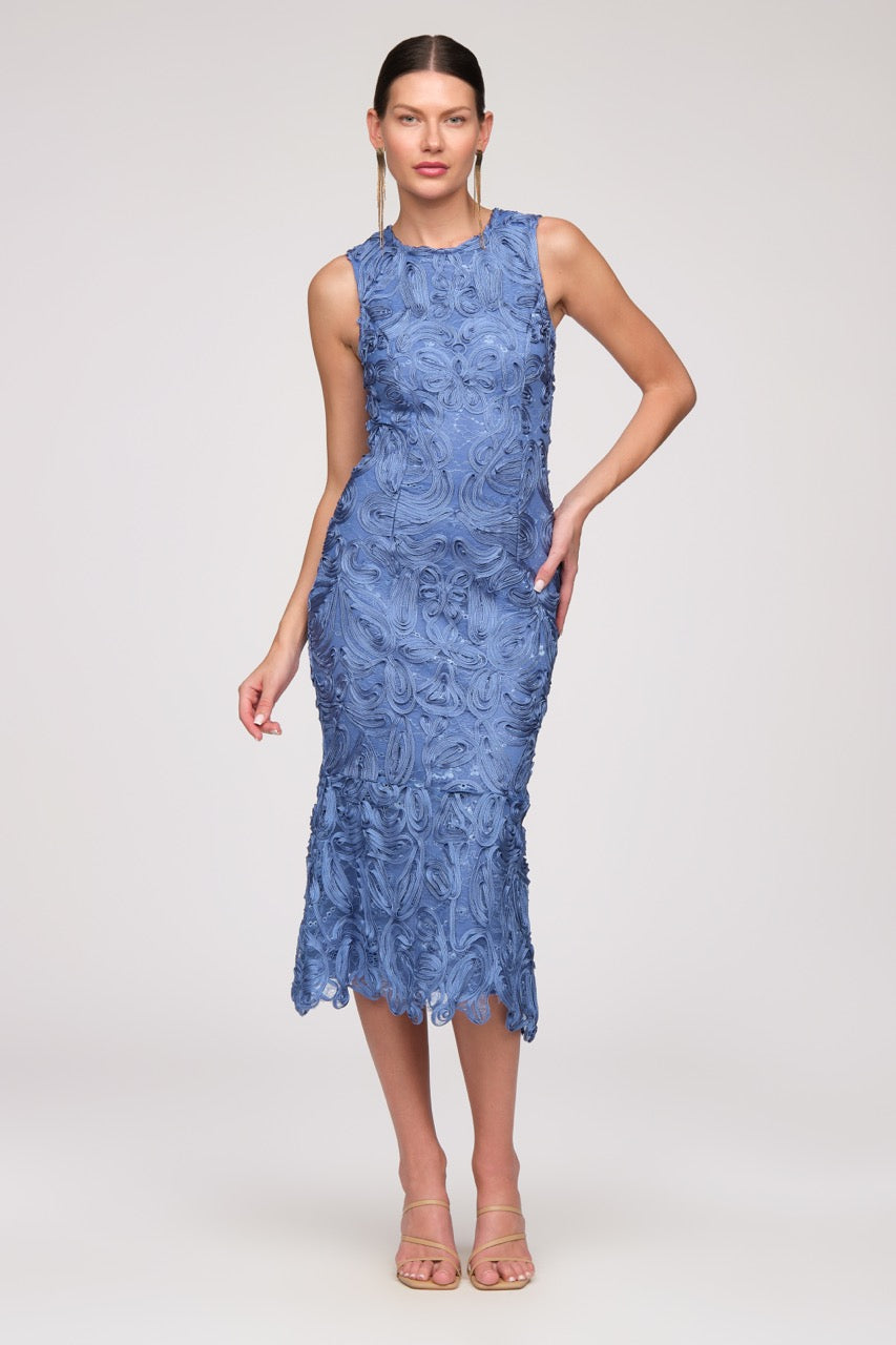 Meli Soutache Tea Length Dress
