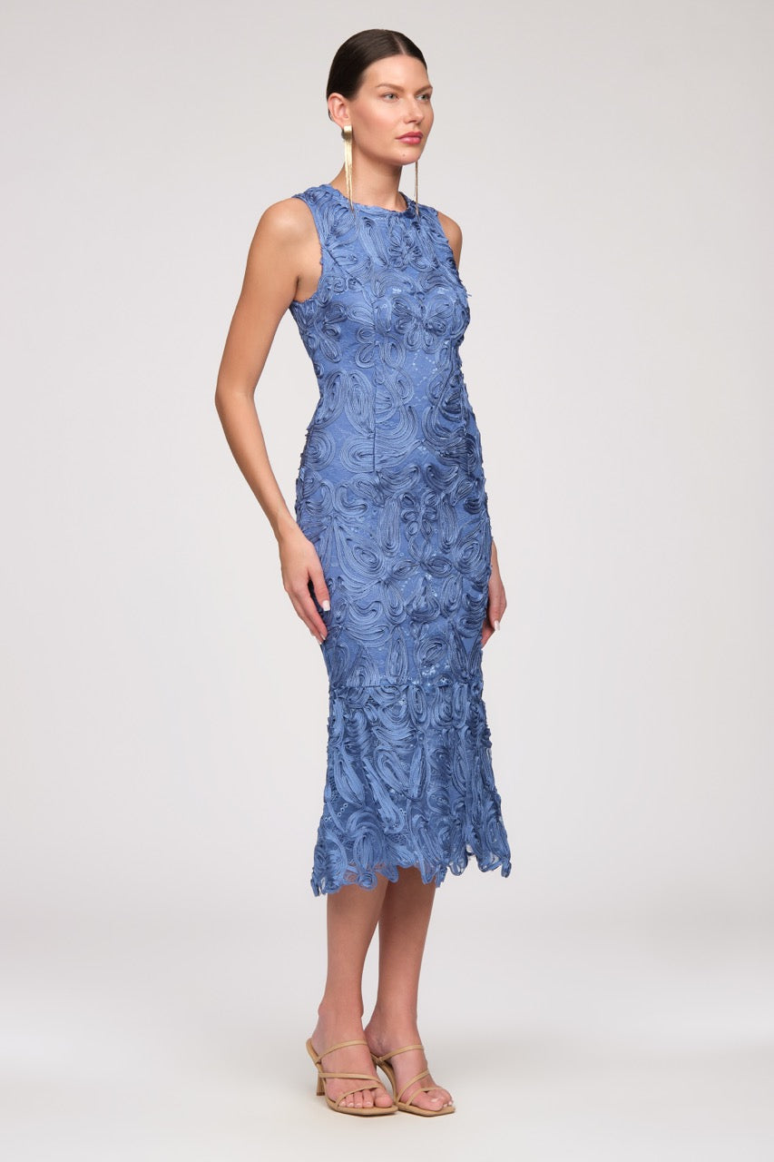 Meli Soutache Tea Length Dress