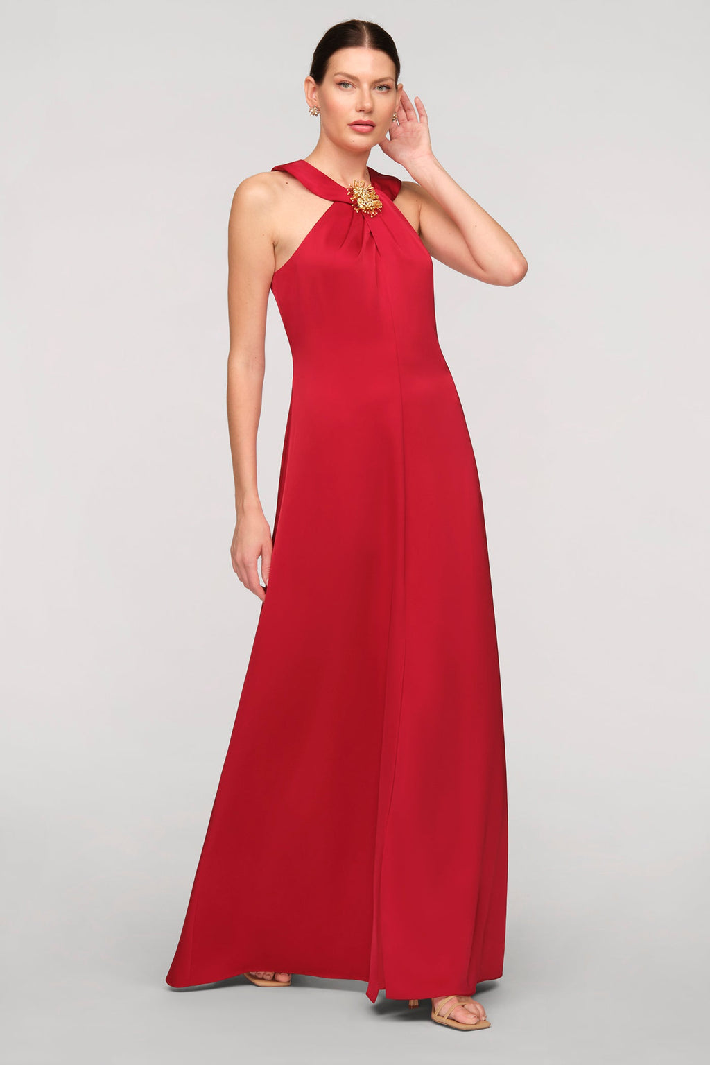 Maci Satin Halter Gown