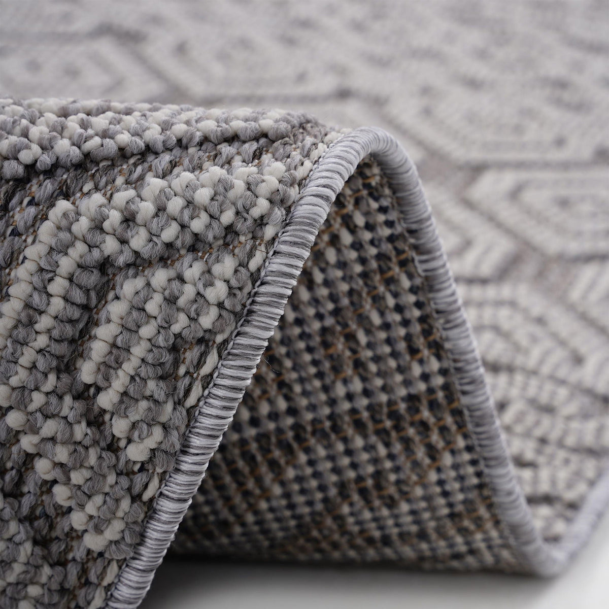 Geometric Indoor/Outdoor Rug with Stain Resistance - Dark Gray
