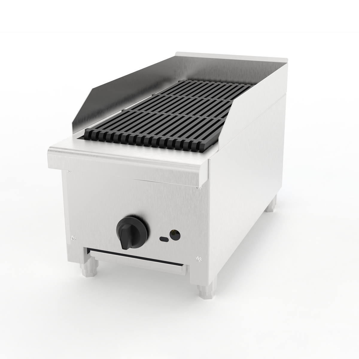 12 Inch Commercial Gas Lava Rock Charbroiler with Lava Rock System - Stainless Steel