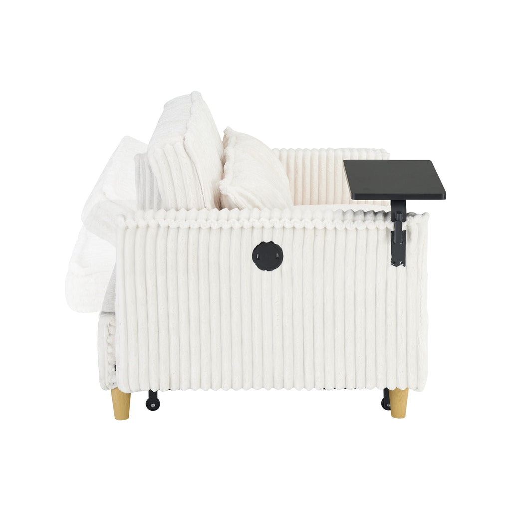 Pull Out Sofa With Movable Tabletop And USB Ports