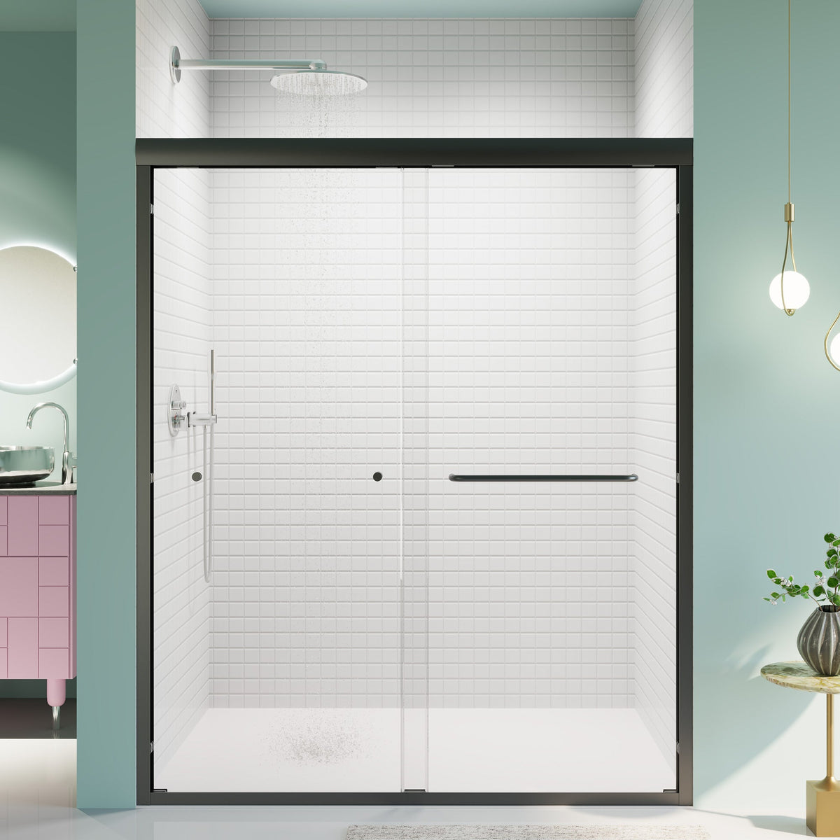 56"-60"W*72" H Semi-Frameless Double Sliding Shower Door