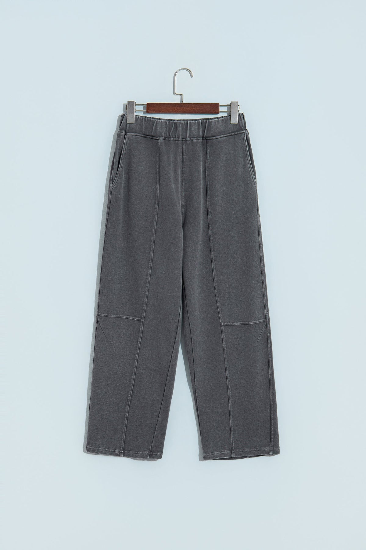 Lola Mineral Wash Seam Detail Elastic Waist Barrel Pants