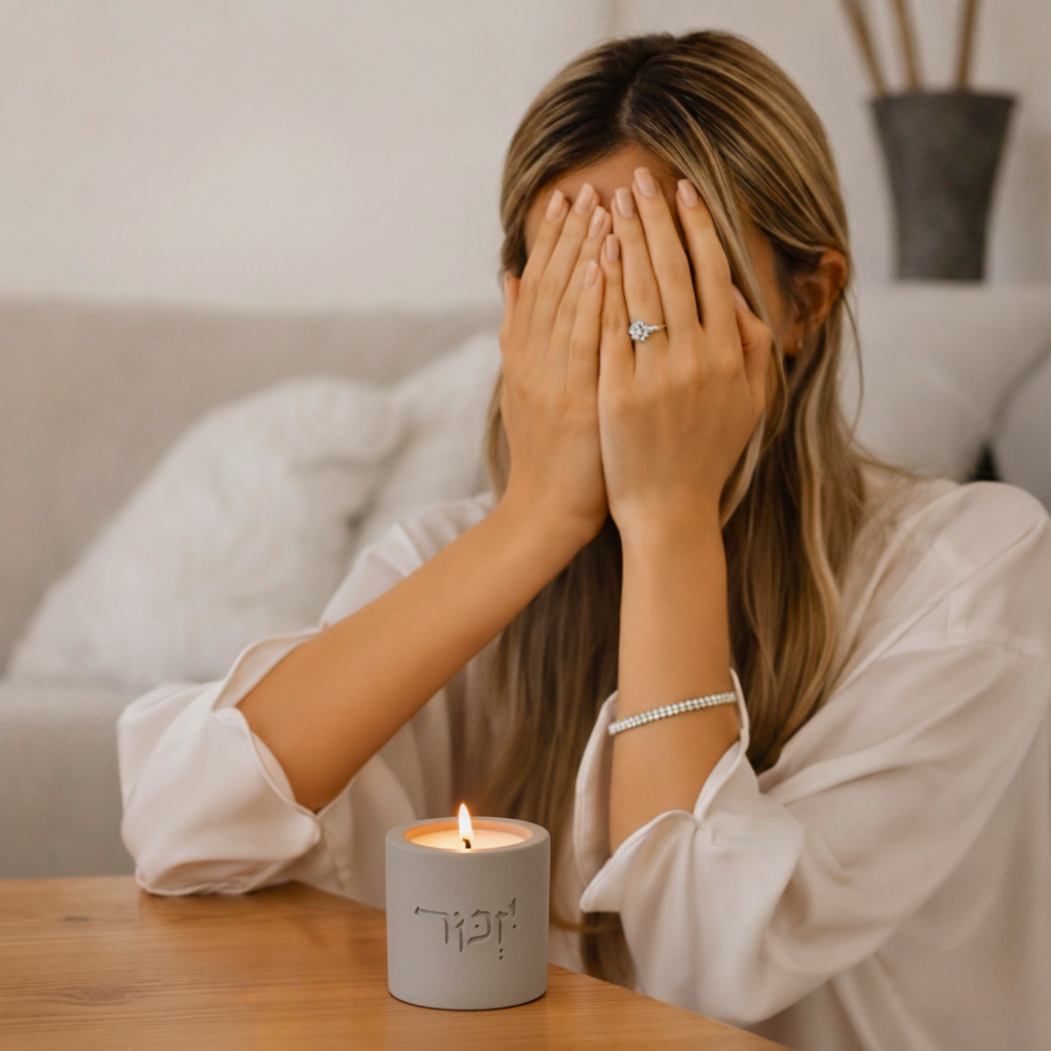Clean Yizkor Concrete Candleholder – To Remember Series