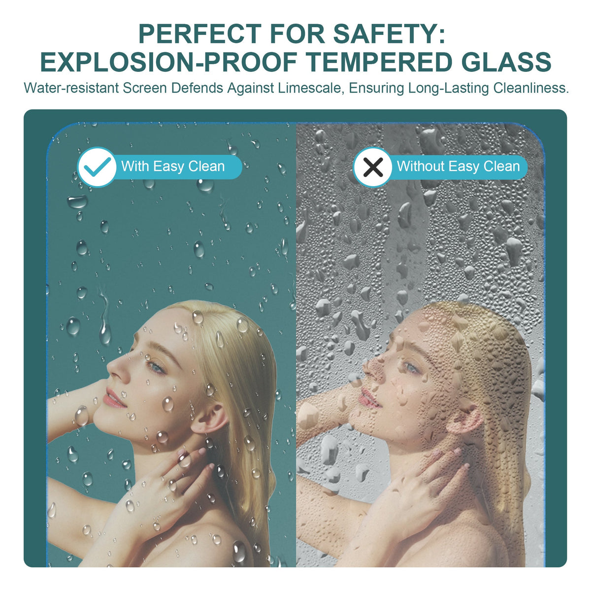 32"W x 72"H Fold Frameless Shower Door with Tempered Glass
