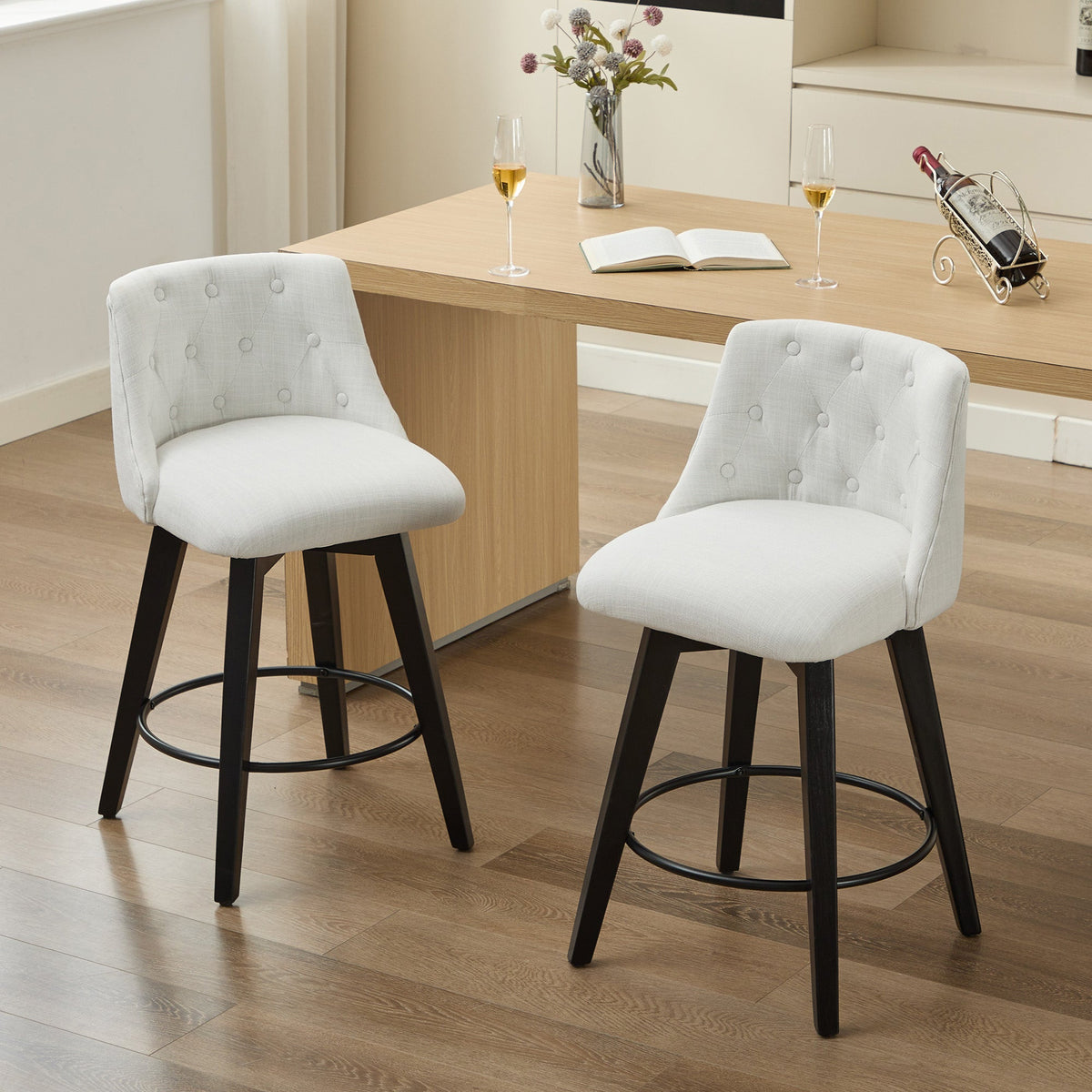007-360° Swivel Bar Stools Set of 2