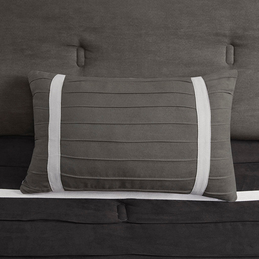 7 Piece Faux Suede Comforter Set Black King