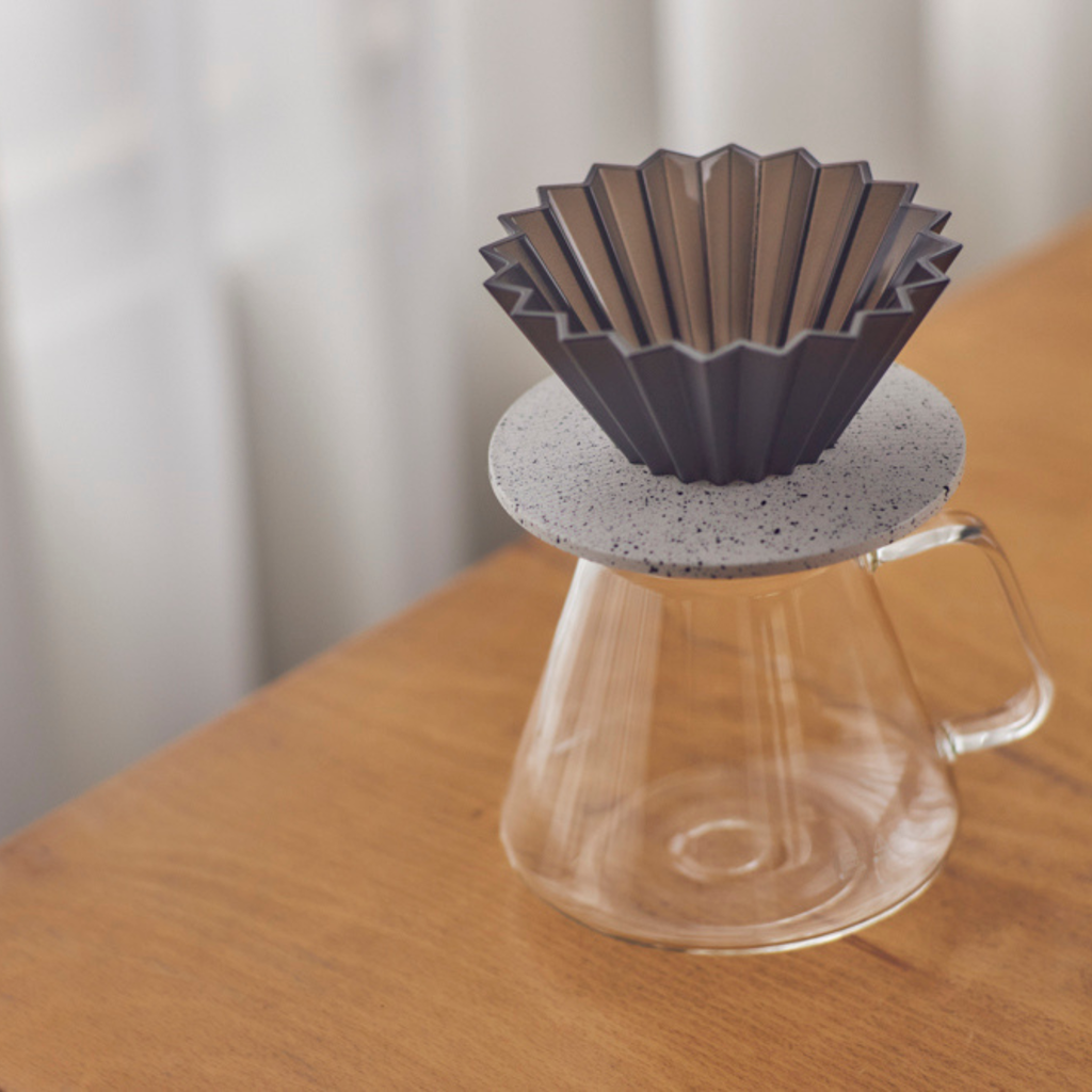 ORIGAMI - Coffee Dripper Holder - Grain Pattern - White