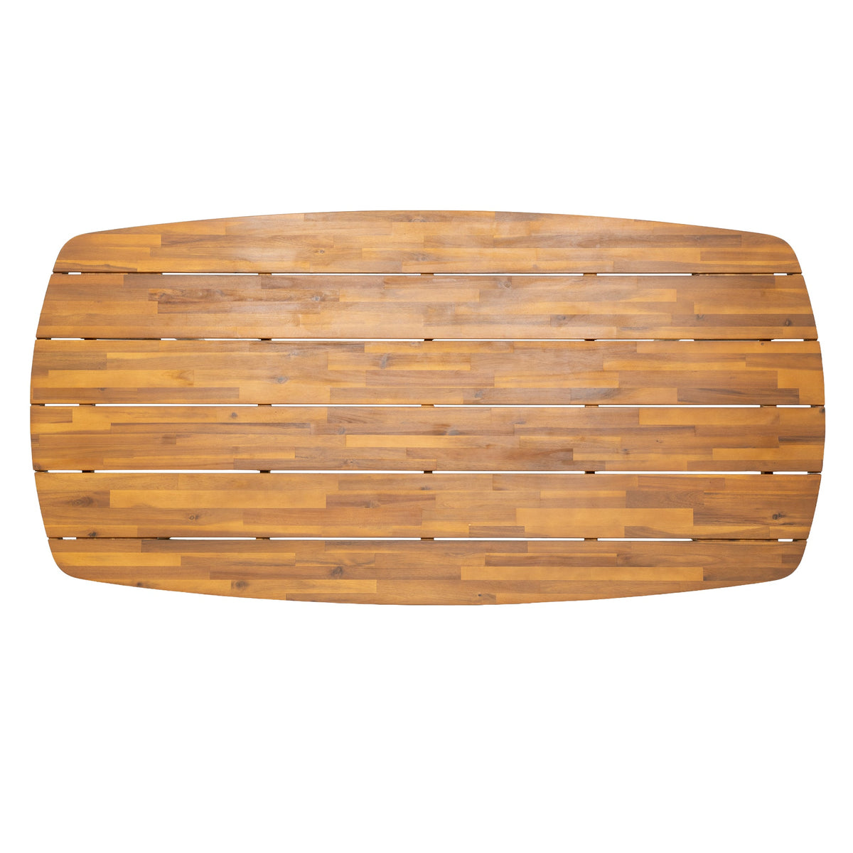 7‑Piece Acacia Wood Outdoor Dining Set, 71" Oval Teak‑Finish Wooden Table & 6 Arm Chairs with