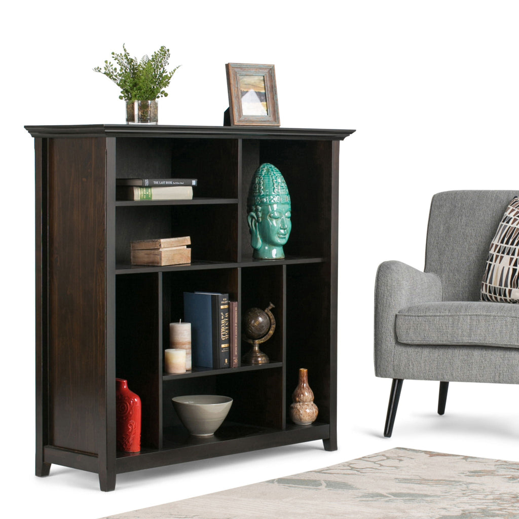 Multi Cube Bookcase and Storage Unit with Eight Storage Cubbies - Black, Gray, White, Dark Brown