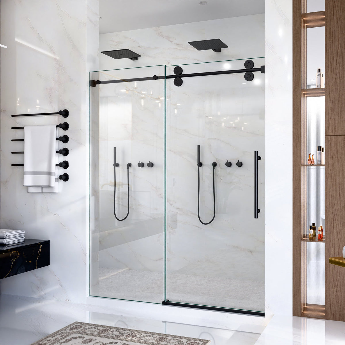 Frameless Single Sliding Shower Door – 5/16" Clear Tempered Glass
