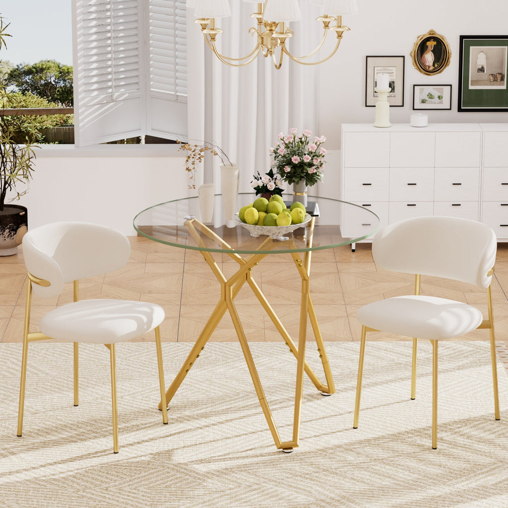 35.4-Inch Round Tempered Glass Dining Table