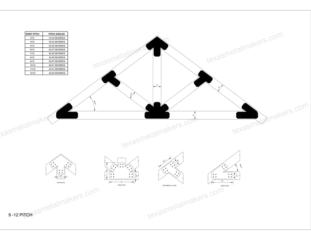 Chamfered Design Dog Eared Timber Truss Brackets for 8x8 Posts, 8" Timber Truss Brackets