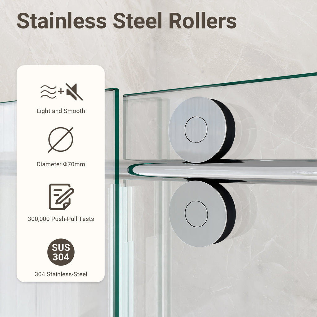 44"-48"W x 76"H Frameless Single Sliding Shower Door