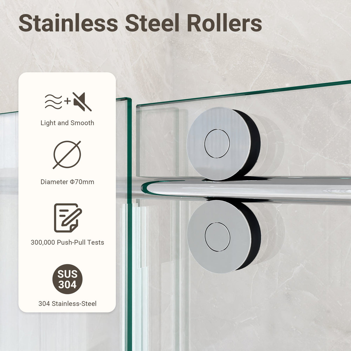 44"-48"W x 76"H Frameless Single Sliding Shower Door
