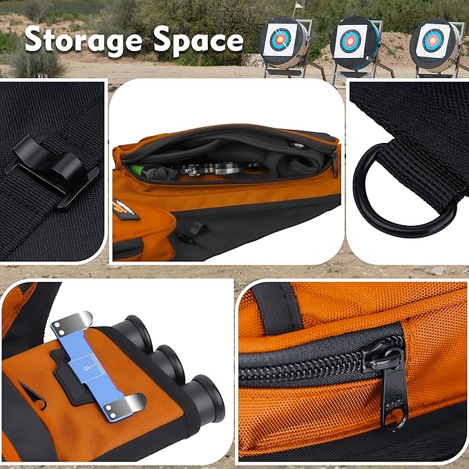 SUNYA Archery Hip Quiver for Arrows. Includes 3 Tubes Arrow Holder, Accessories Pockets and Waist Belt. Fit for Compound and Recurve Bow Practice.