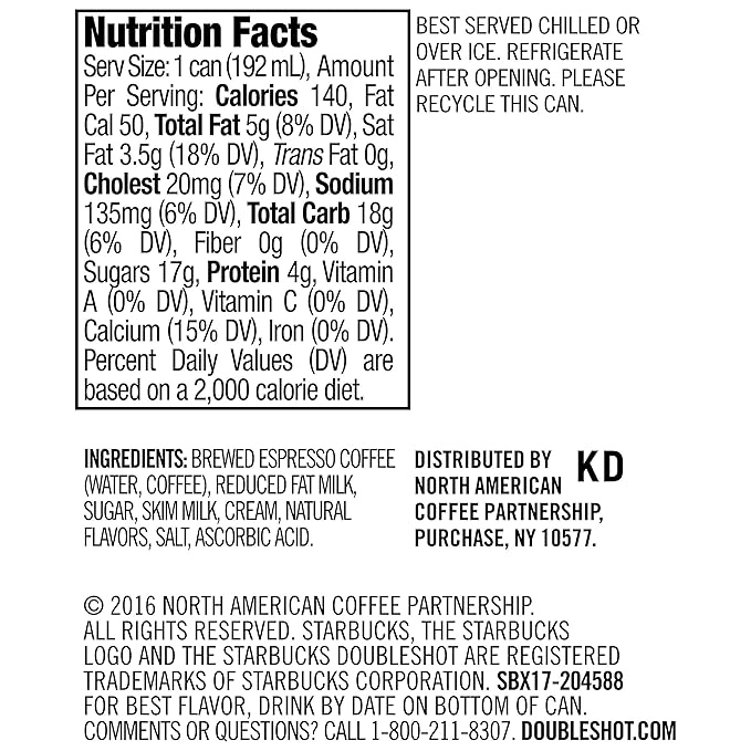 Starbucks Doubleshot, Salted Caramel, 6.5 Ounce, 12 Count (Packaging May Vary)