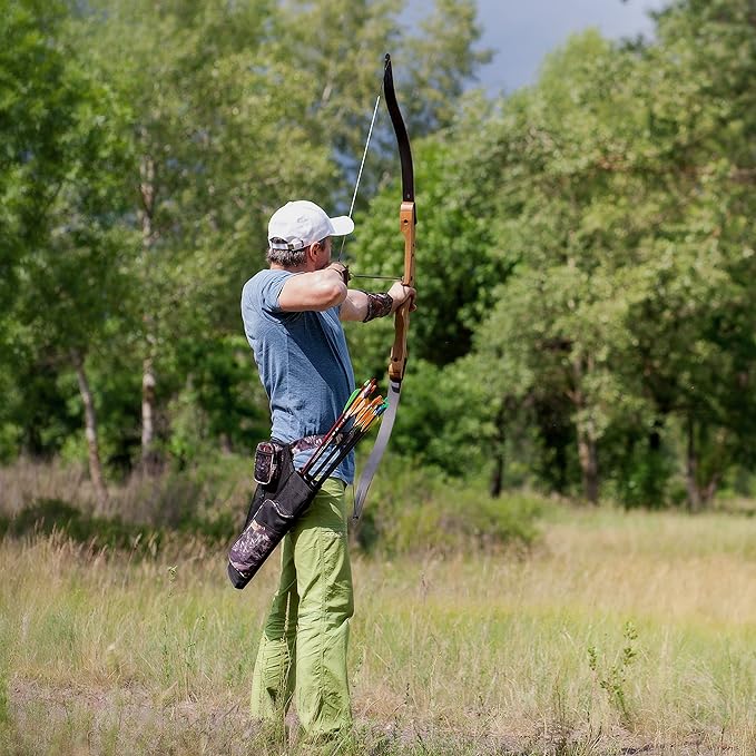 SUNYA Archery Hip Quiver for Arrows. Includes 3 Tubes Arrow Holder, Accessories Pockets and Waist Belt. Fit for Compound and Recurve Bow Practice.