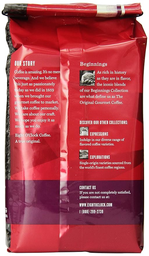 Eight O'Clock Coffee French Roast Ground Coffee, Medium Roast, 12 Ounce (Pack of 6) - Smoky & Complex