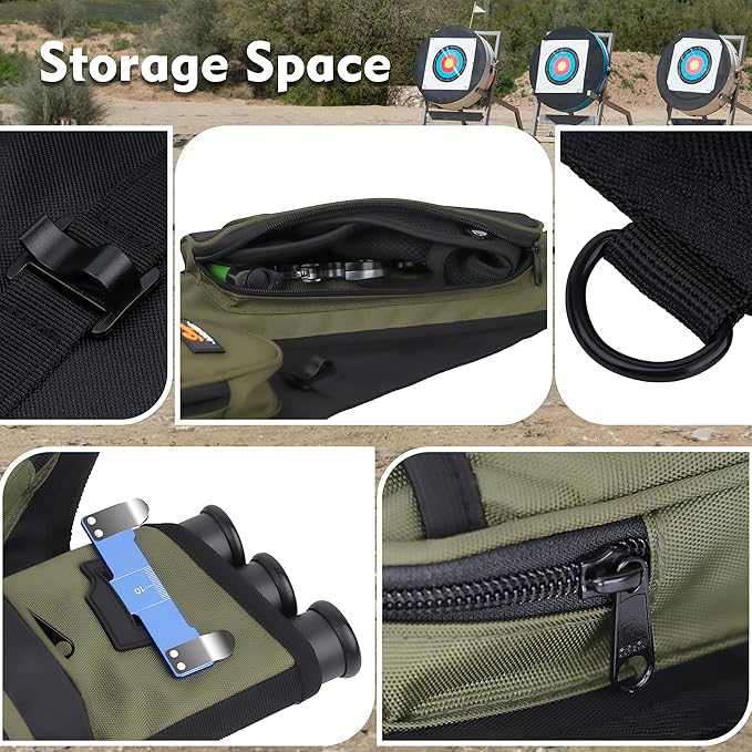 SUNYA Archery Hip Quiver for Arrows. Includes 3 Tubes Arrow Holder, Accessories Pockets and Waist Belt. Fit for Compound and Recurve Bow Practice.