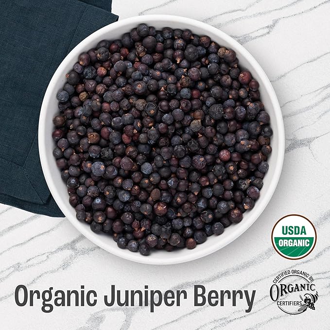 J MAC BOTANICALS, Organic Whole Juniper Berries, Certified USDA Organic, juniper for herbal infusions, seasoning beef, pork, turkey brine, soups, cocktail bombs