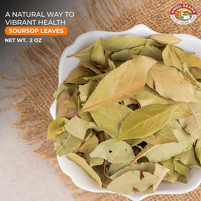 Angel Brand Soursop Leaves – Dried Guanabana Leaves for Herbal Tea, Ideal for Brewing Refreshing and Beneficial Drinks, Natural Soursop Tea Leaves for Everyday Enjoyment – 2oz