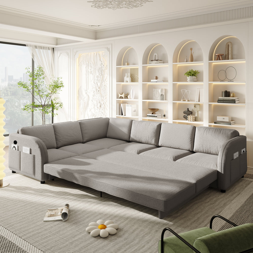 115.2" L-Shaped Pull-Out Bed Sleeper Sofa