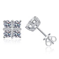 Four-Stone Cross Moissanite Stud Earrings in Silver