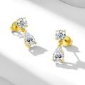 Round & Pear Moissanite Drop Earrings in Sterling Silver