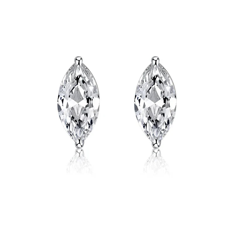 Marquise Moissanite Stud Earrings in 925 Sterling Silver