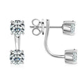 Two-Stone Moissanite Ear Jacket Stud Earrings in Silver